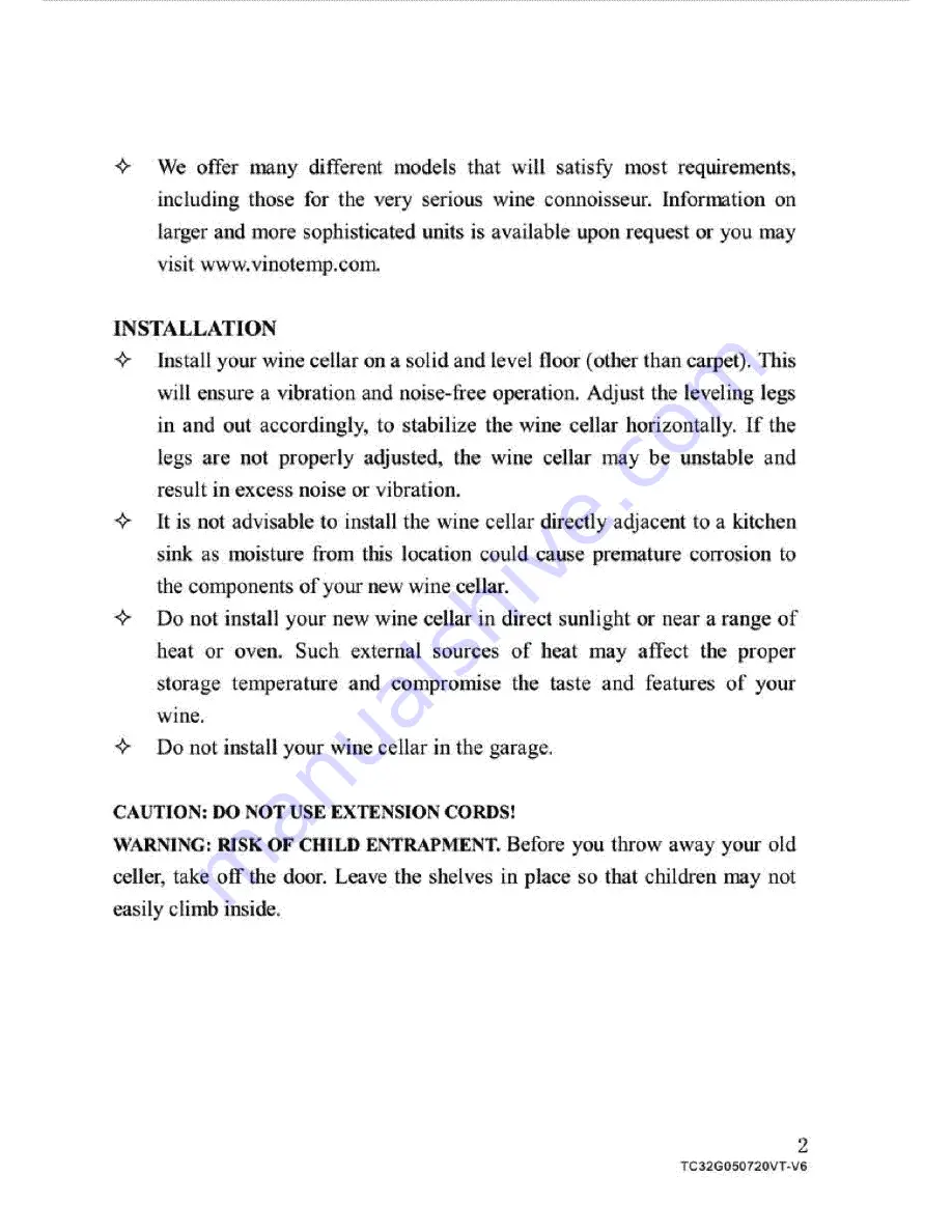 Vinotemp TC32G Скачать руководство пользователя страница 4