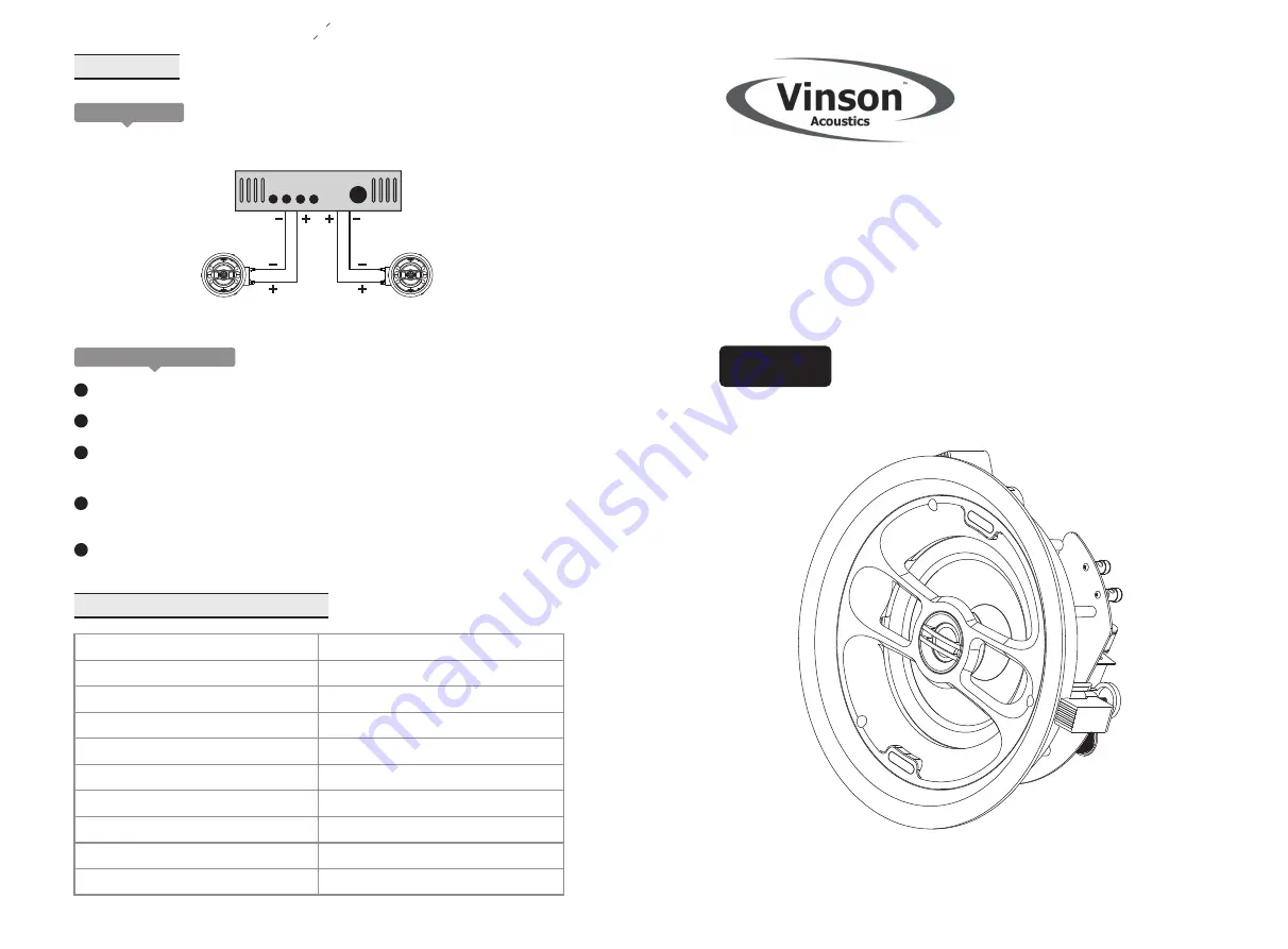 Vinson Acoustics VAC6DS Quick Start Manual Download Page 1