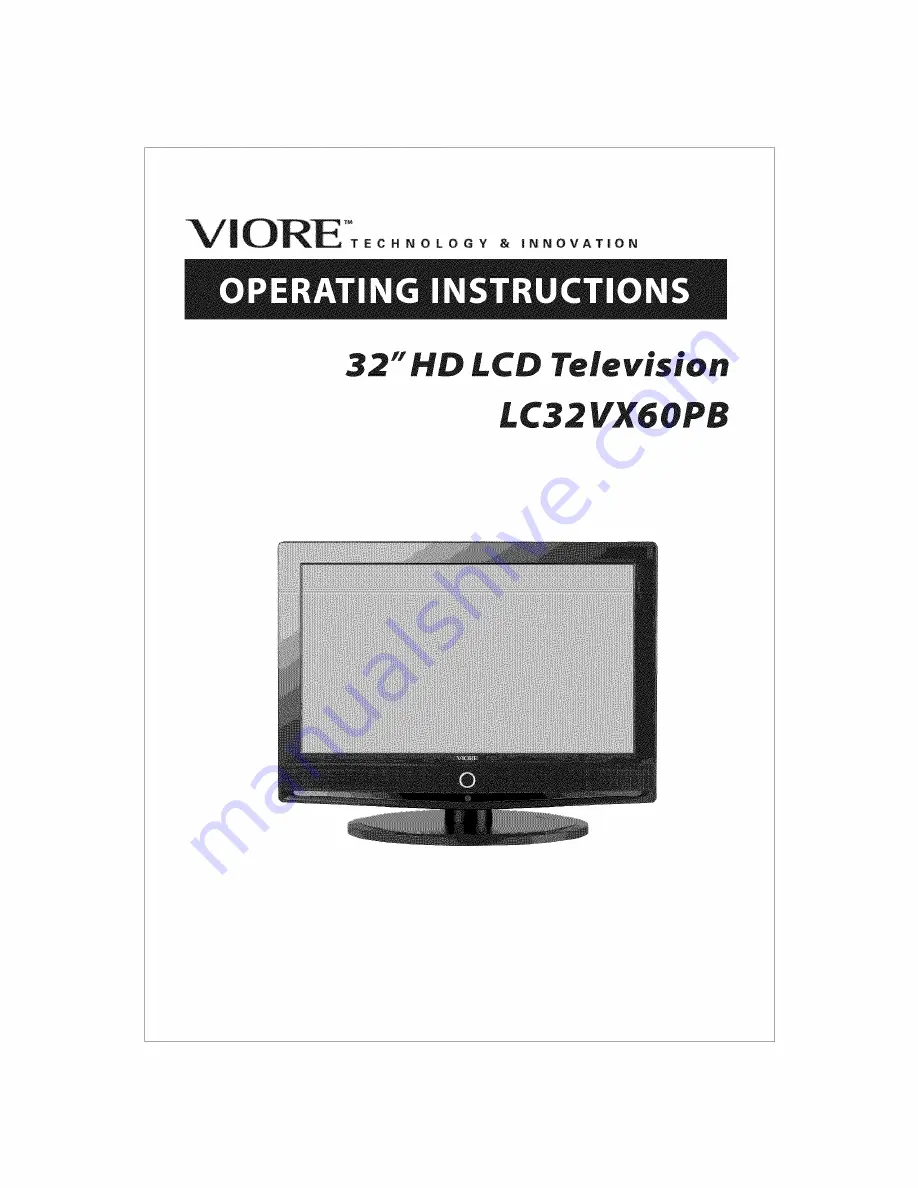 VIORE EXCEL LC32VX60PB Operating Instructions Manual Download Page 1