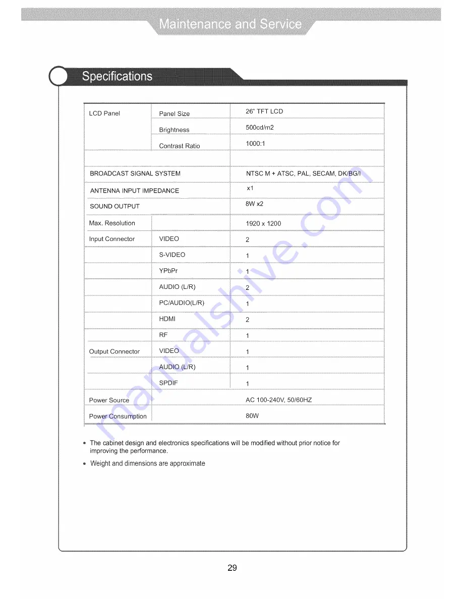 VIORE LC26VF59 Operating Instructions Manual Download Page 31