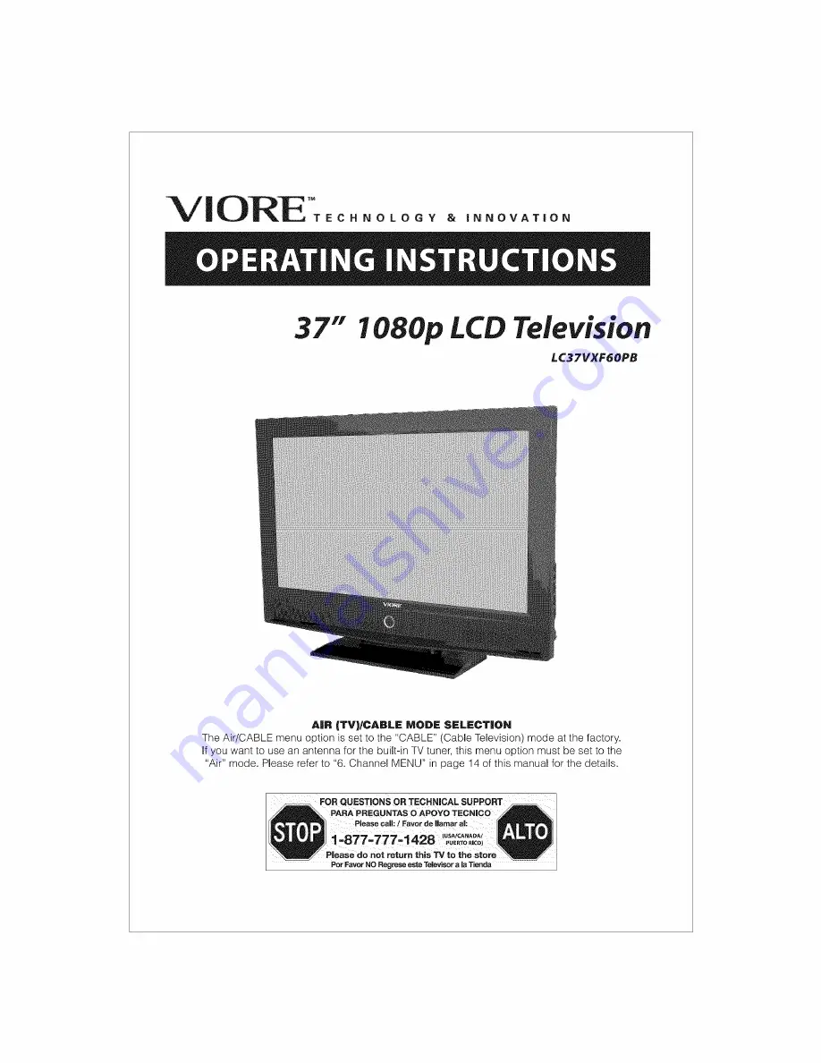 VIORE LC37VXF60PB Operating Instructions Manual Download Page 1