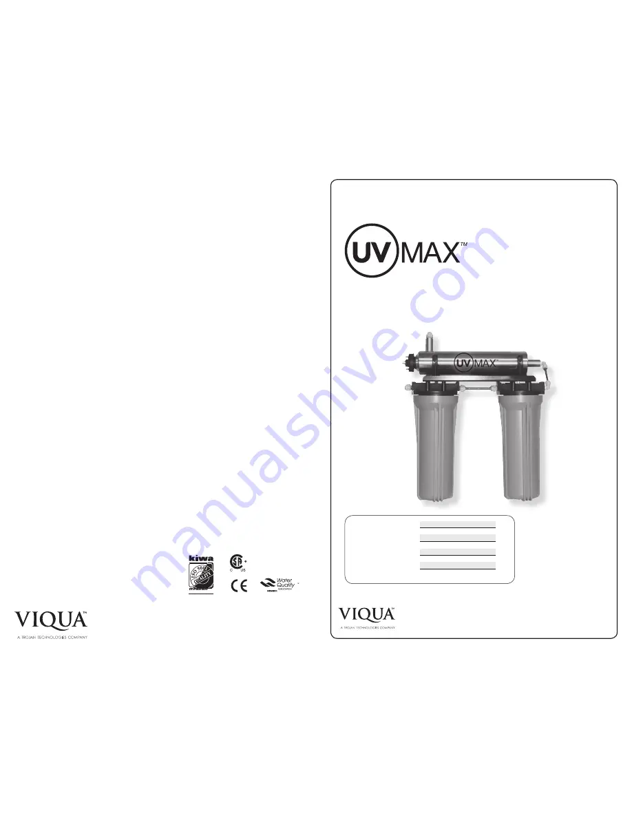 Viqua UVMax DWS11-A Owner'S Manual Download Page 1