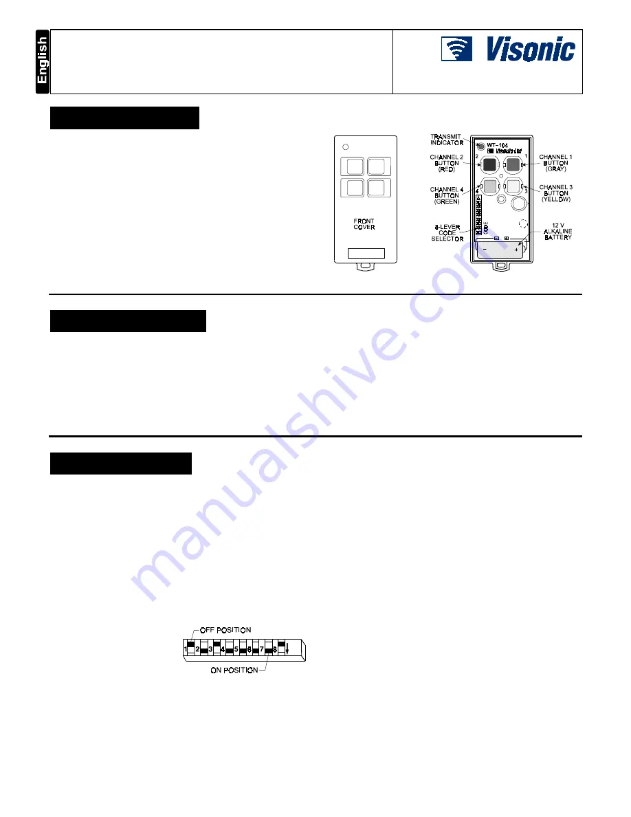 Visonic WT-104 Скачать руководство пользователя страница 1