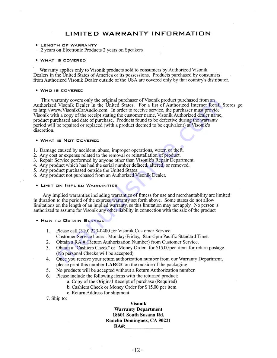 Visonik V1004PB User Manual Download Page 14