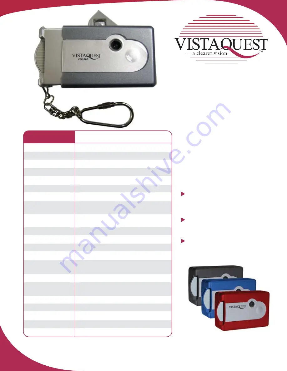 VistaQuest VQ-1005BL Specifications Download Page 1