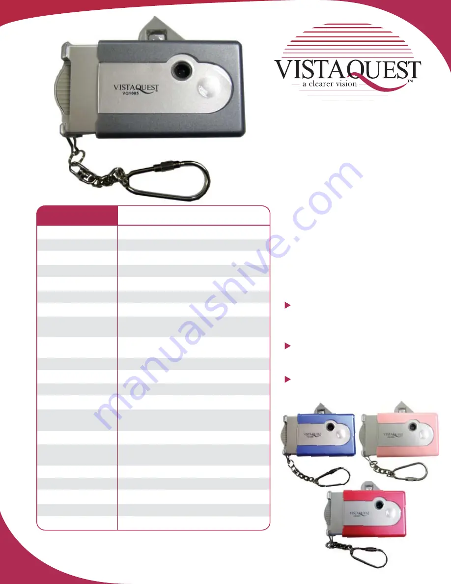 VistaQuest VQ1005 Specifications Download Page 1