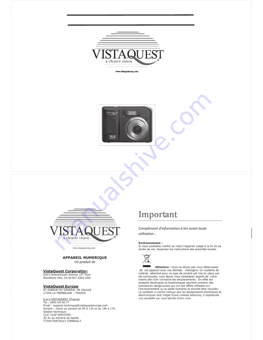 VistaQuest VQ1030Ts Quick Start Manual Download Page 1