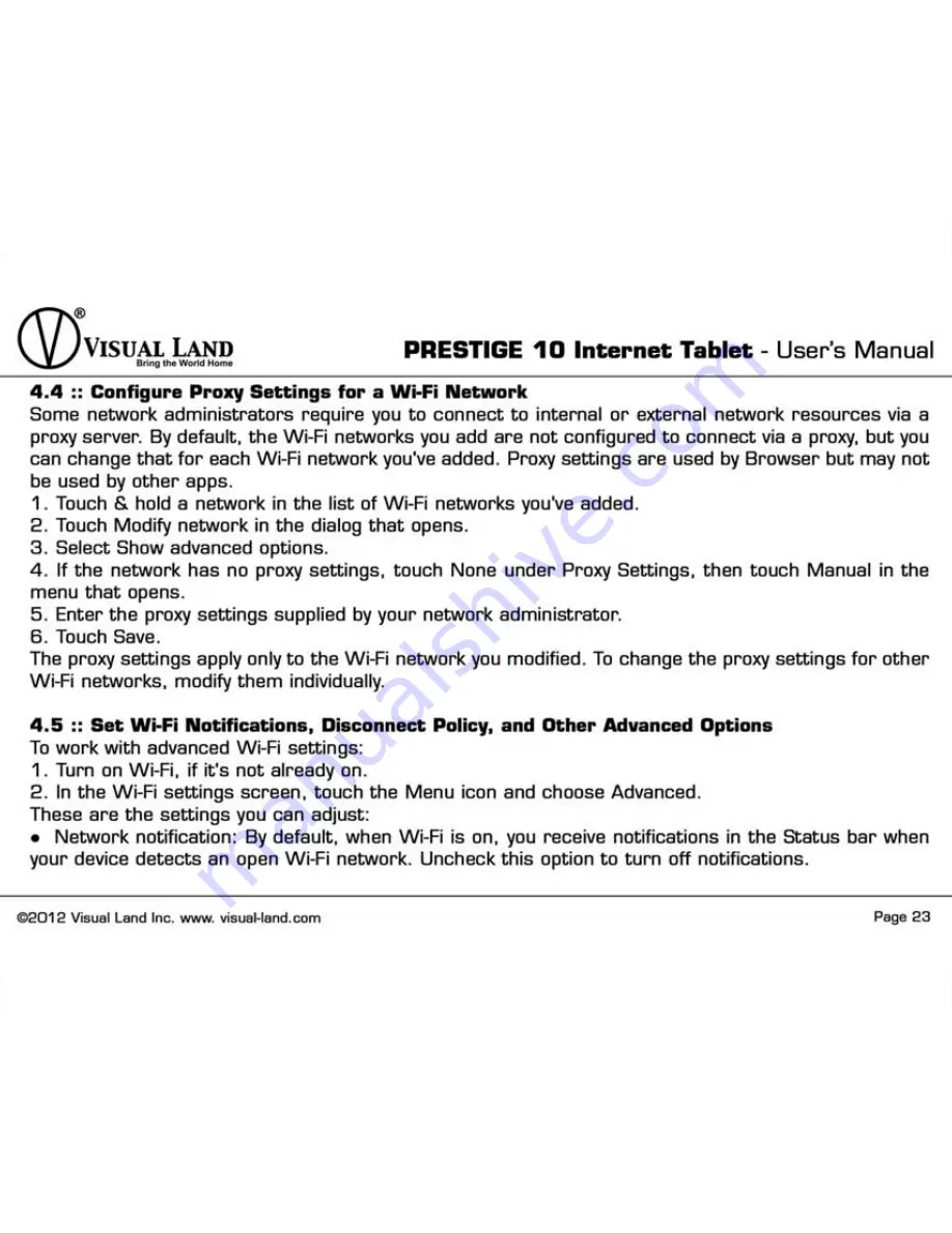 Visual Land Prestige 10 User Manual Download Page 24