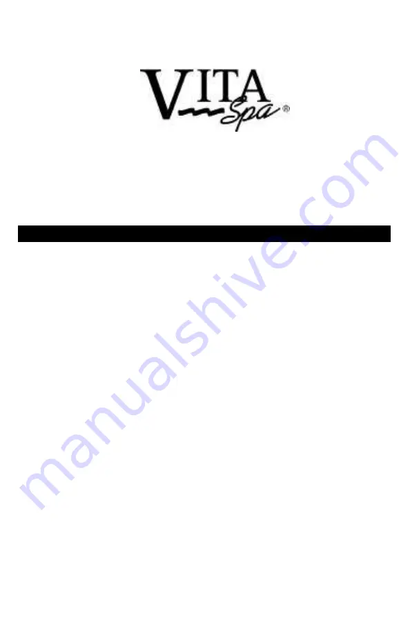 Vita Spa L700C Series Owner'S Manual Download Page 1