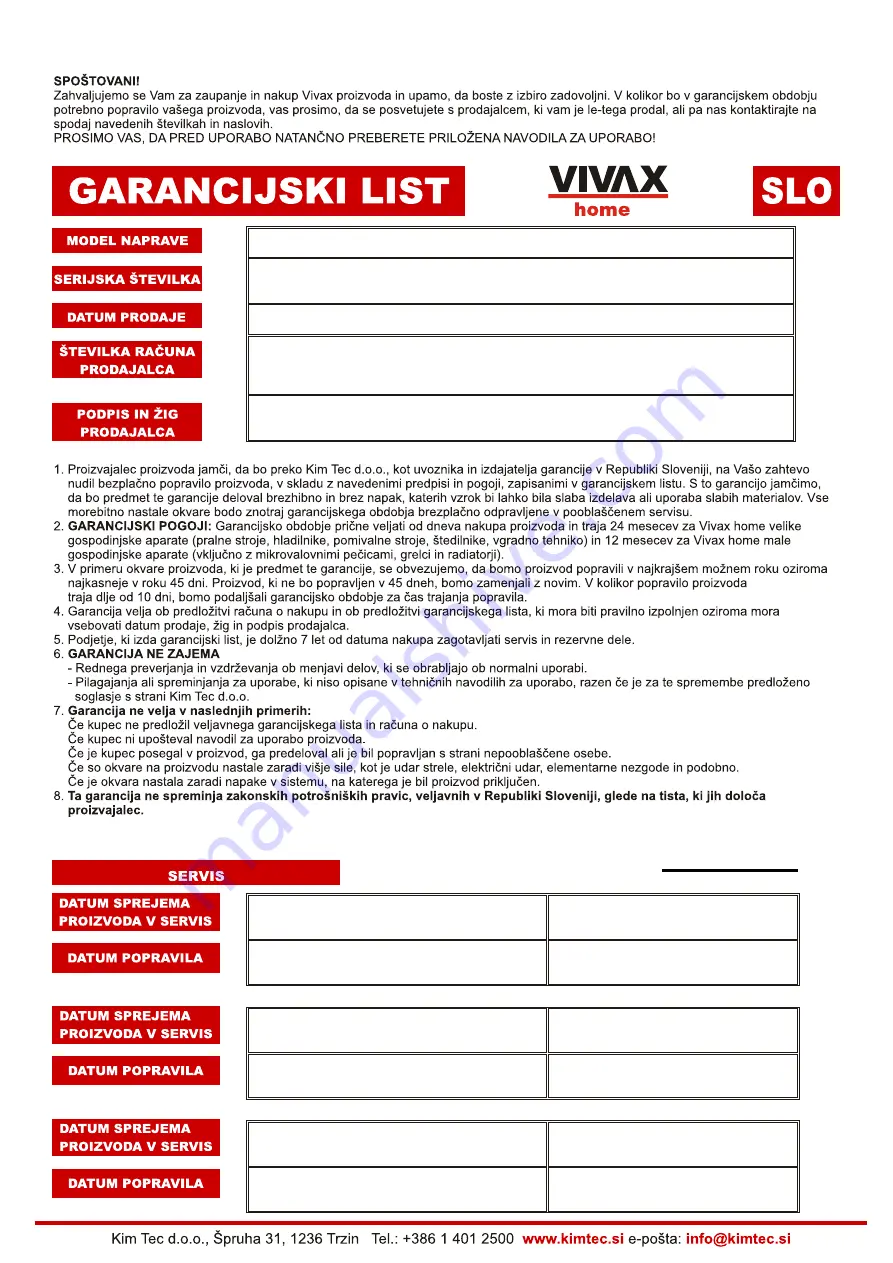 VIVAX home AJ-700 User Manual Download Page 56