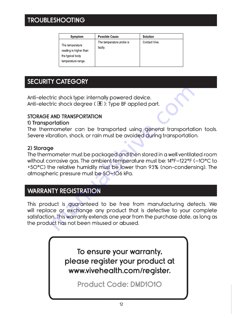 Vive DMD1010 User Manual Download Page 12