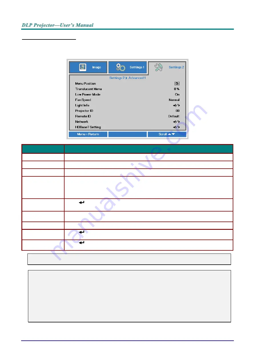 Vivitek DU70 Series User Manual Download Page 54