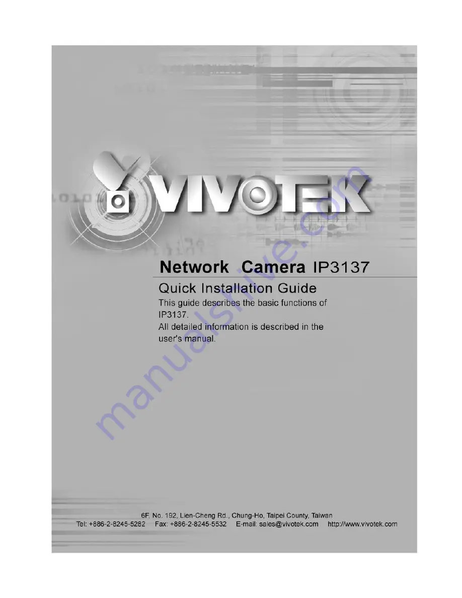 Vivotek IP3137 Quick Installation Manual Download Page 1