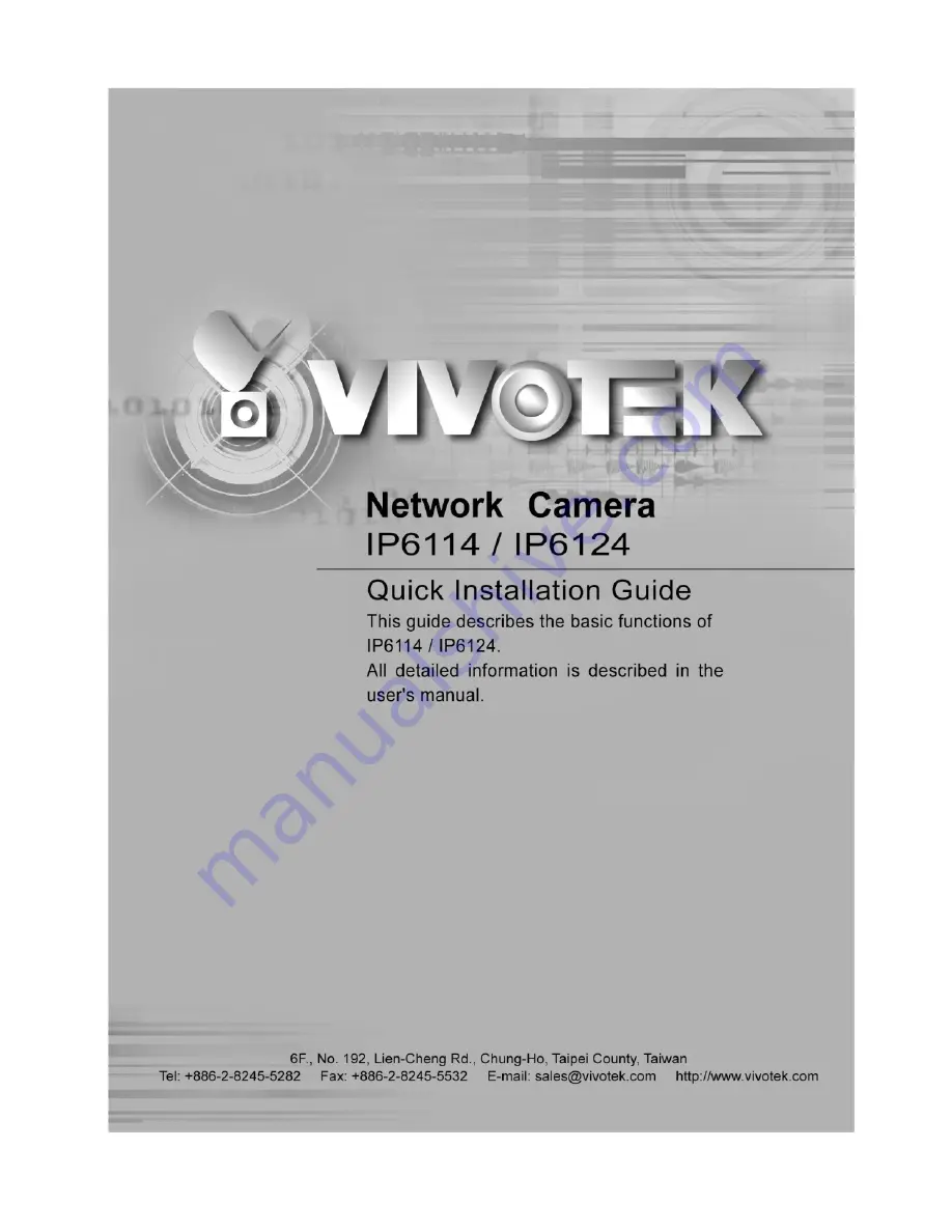 Vivotek IP6114 Quick Installation Manual Download Page 1