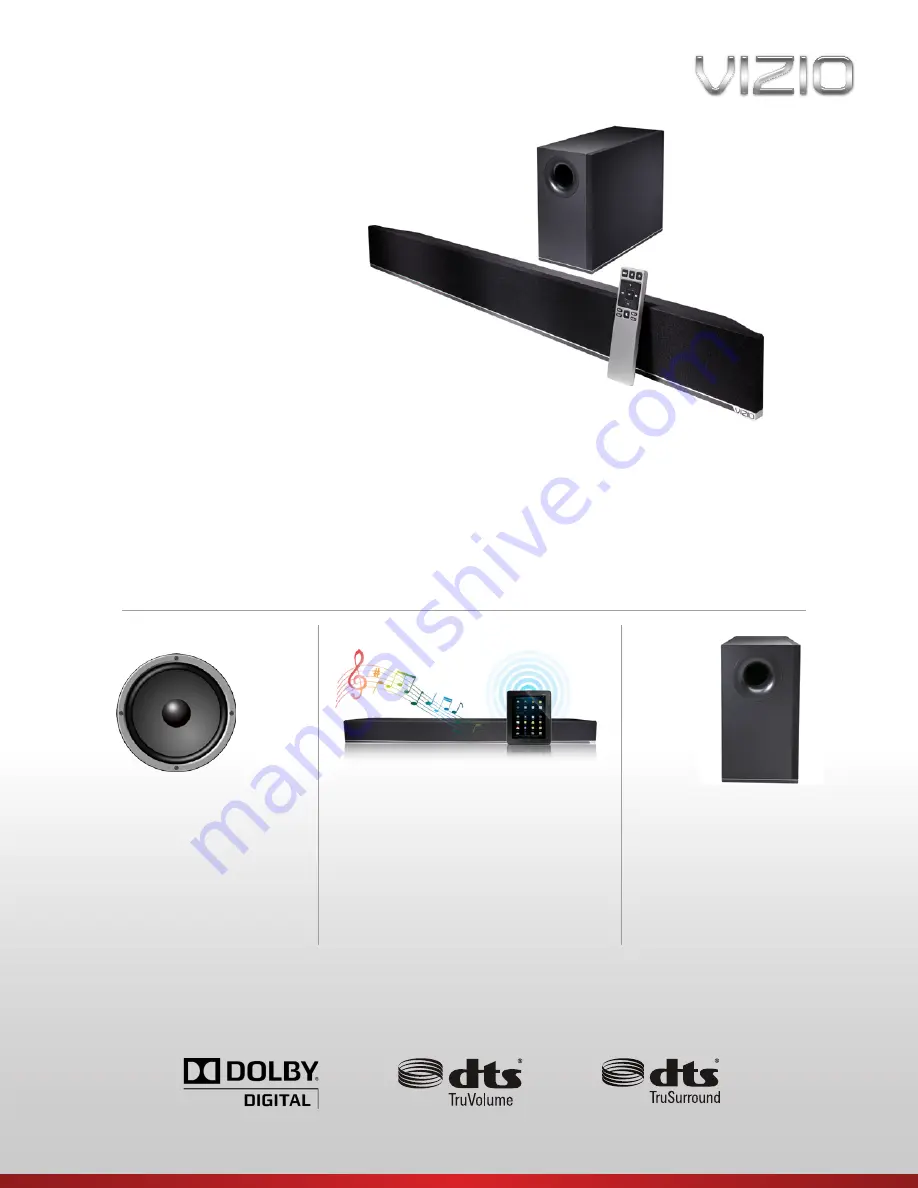 Vizio 38” 2.1 Home Theater Sound Bar Скачать руководство пользователя страница 1