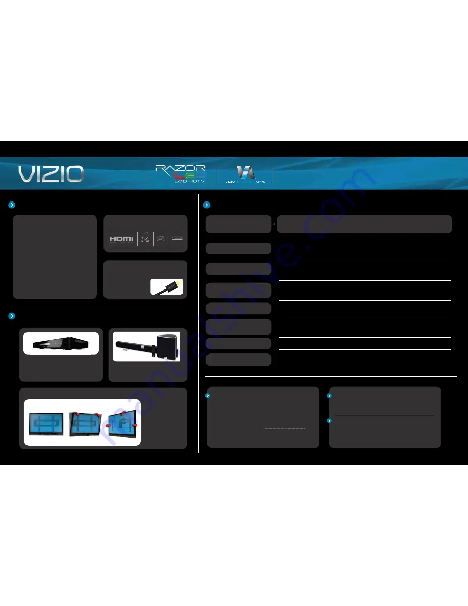 Vizio M261VP Razor LED Quick Start Manual Download Page 2