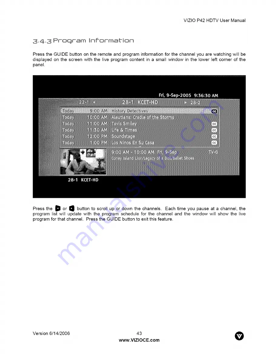 Vizio P42HDTV User Manual Download Page 43