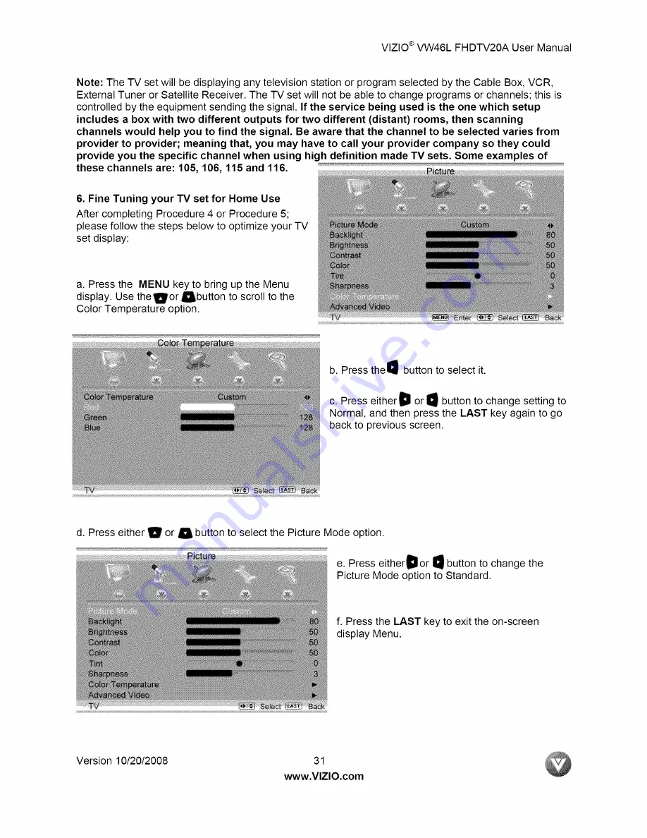 Vizio VW46LFHDTV20A User Manual Download Page 106