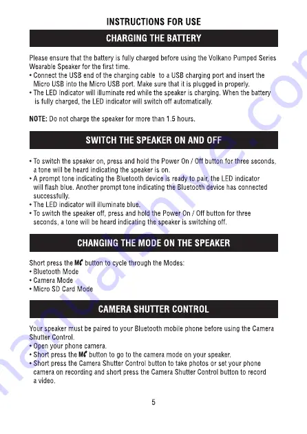 volkano Pumped Series Instruction Manual Download Page 5