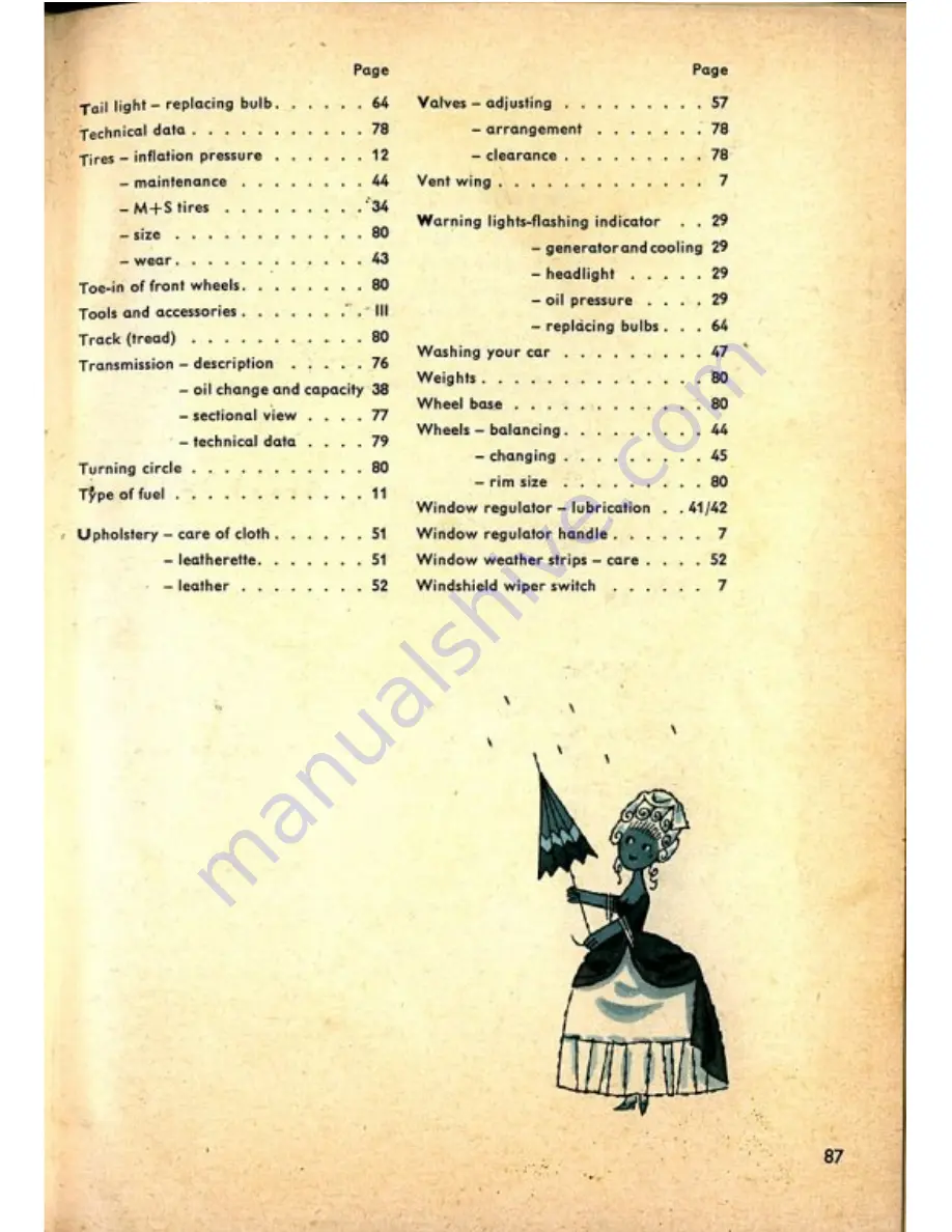 Volkswagen 1960 Bug Convertible Instruction Manual Download Page 89