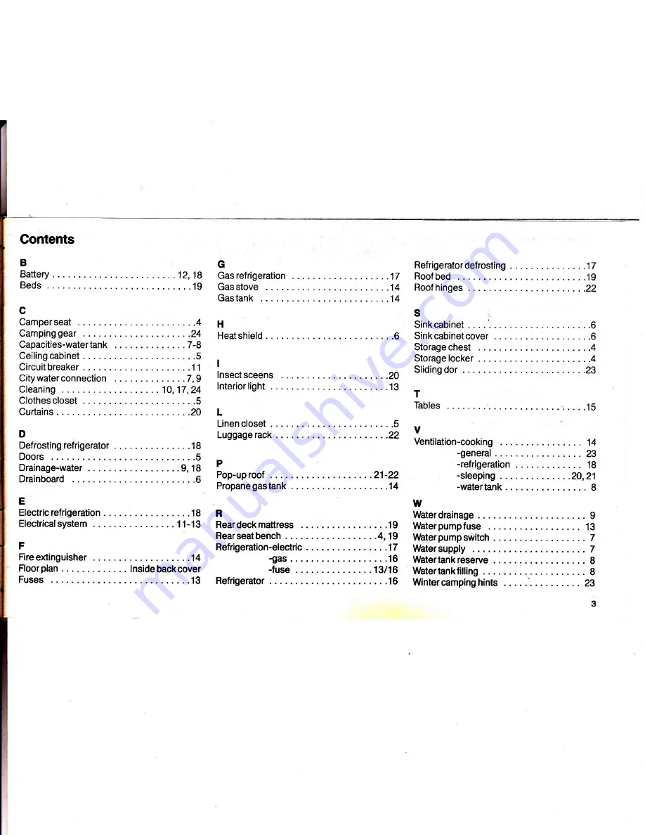 Volkswagen 1983 Camper Onwers Manual Download Page 4