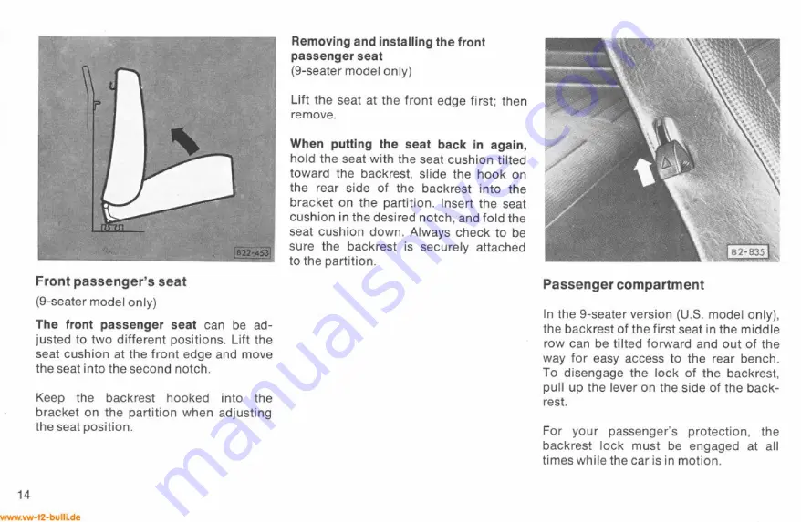 Volkswagen T2 1978 Owner'S Manual Download Page 16