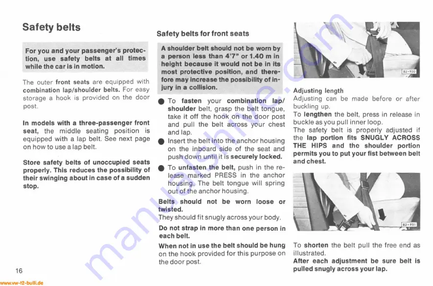 Volkswagen T2 1978 Owner'S Manual Download Page 18