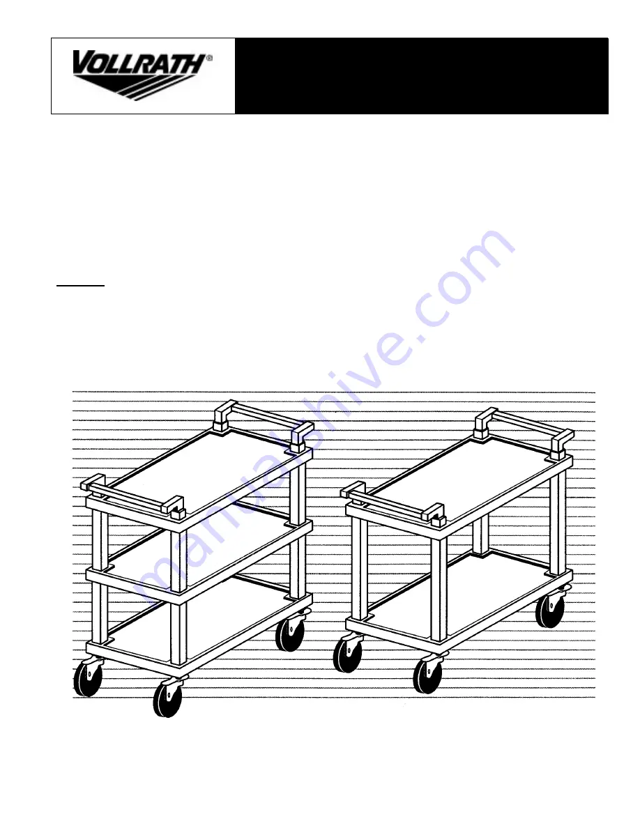 Vollrath KD PLASTIC CART 97101 Owner'S Manual Download Page 1