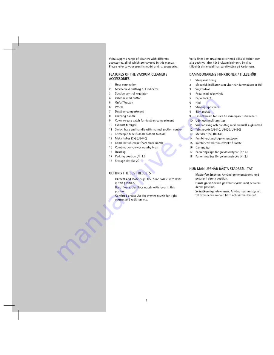 VOLTA U3420 Directions For Use Manual Download Page 7