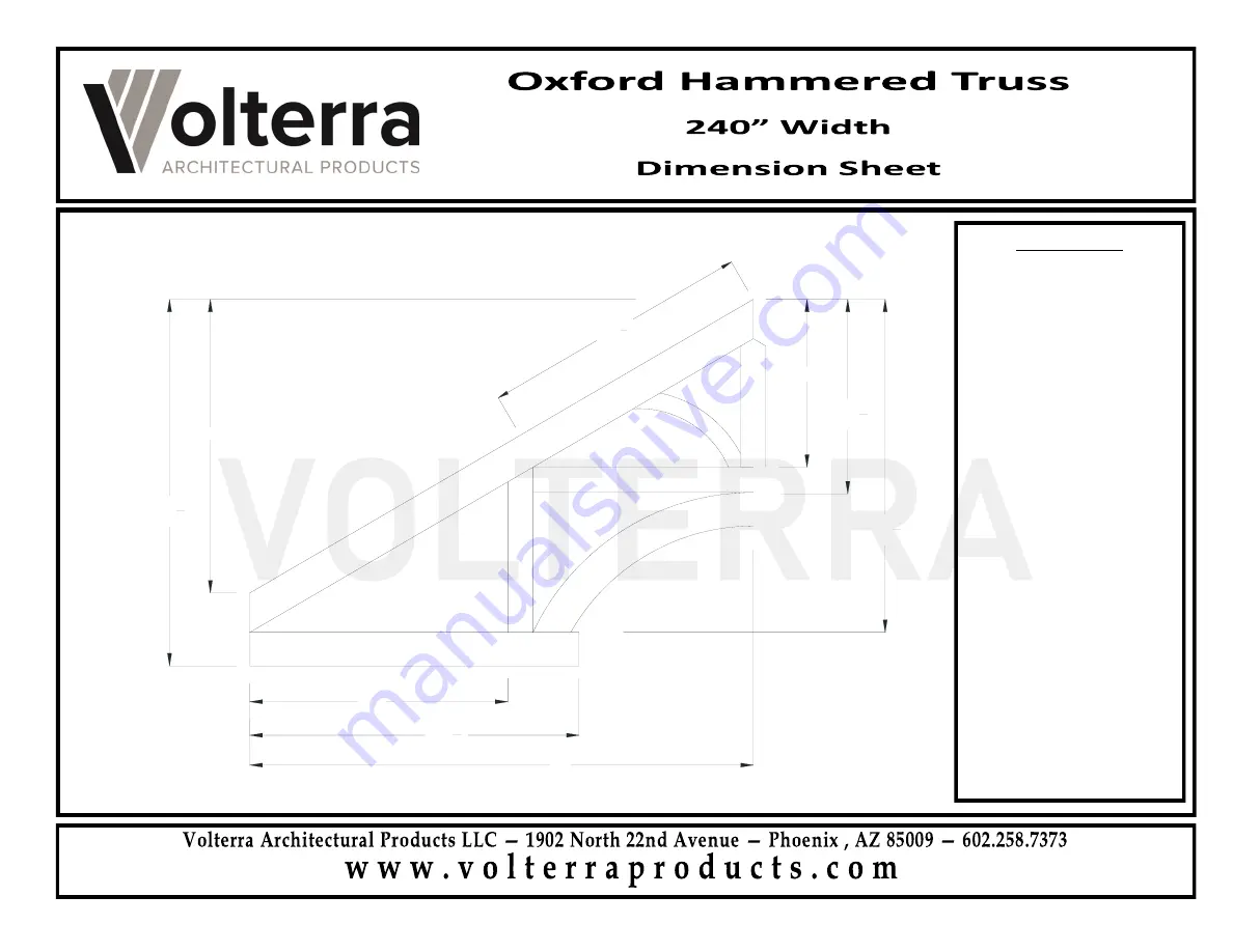 Volterra Oxford Hammered Truss Quick Manual Download Page 2