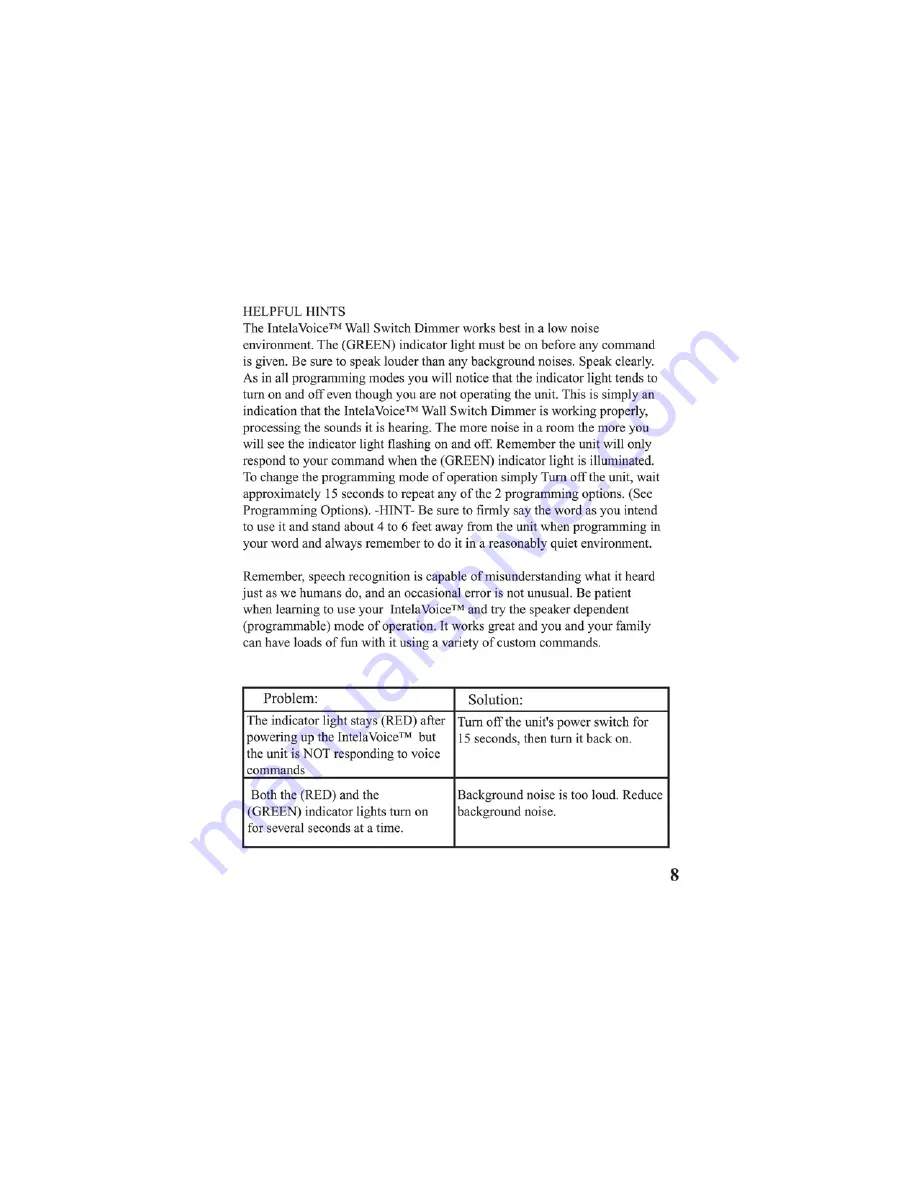 VOS IntelaVoice 98009 Instruction Manual Download Page 9