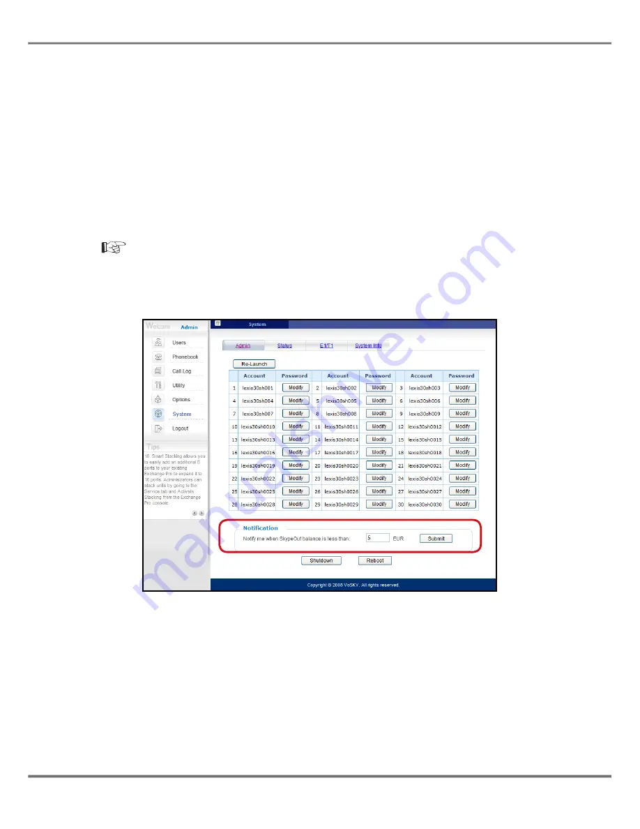 VoSKY Exchange Pro E1 User Manual Download Page 42