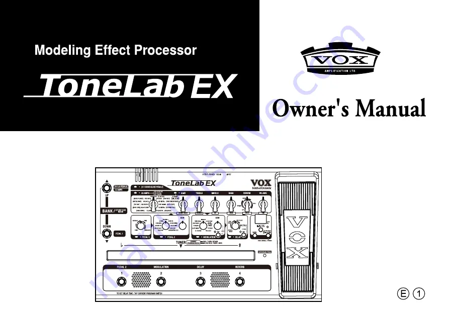 Vox Tonelab EX Owner'S Manual Download Page 1