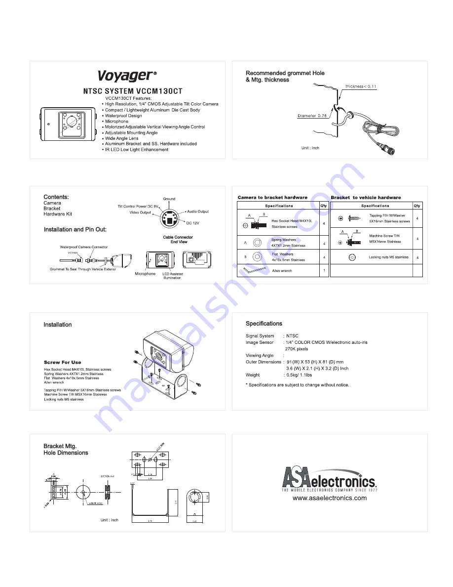 Voyager VCCM130CT Installation Manual Download Page 1