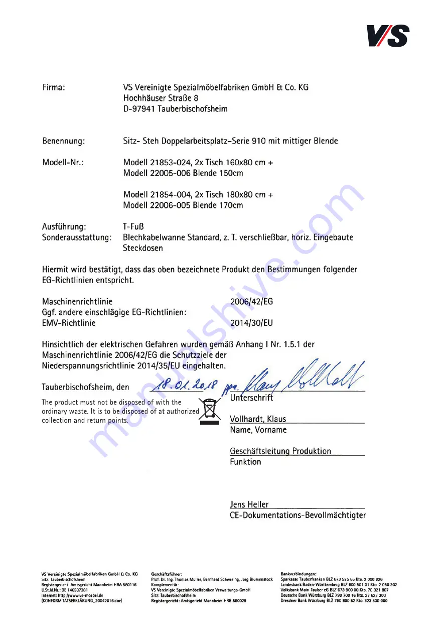 VS 910 21853-024 Operating Instructions Manual Download Page 50