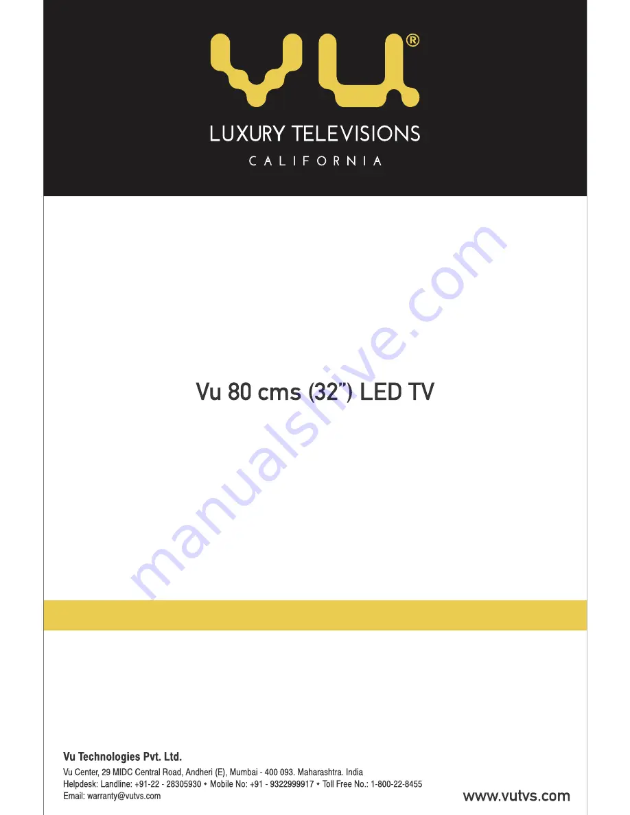 VU LED-32K160M Quick Setup Manual Download Page 1