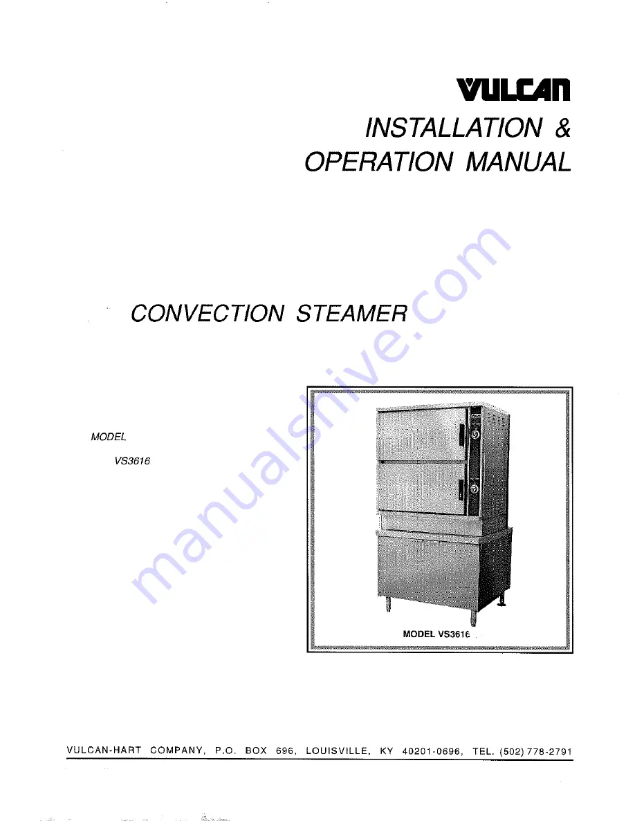 Vulcan-Hart VS3616 Installation & Operation Manual Download Page 1