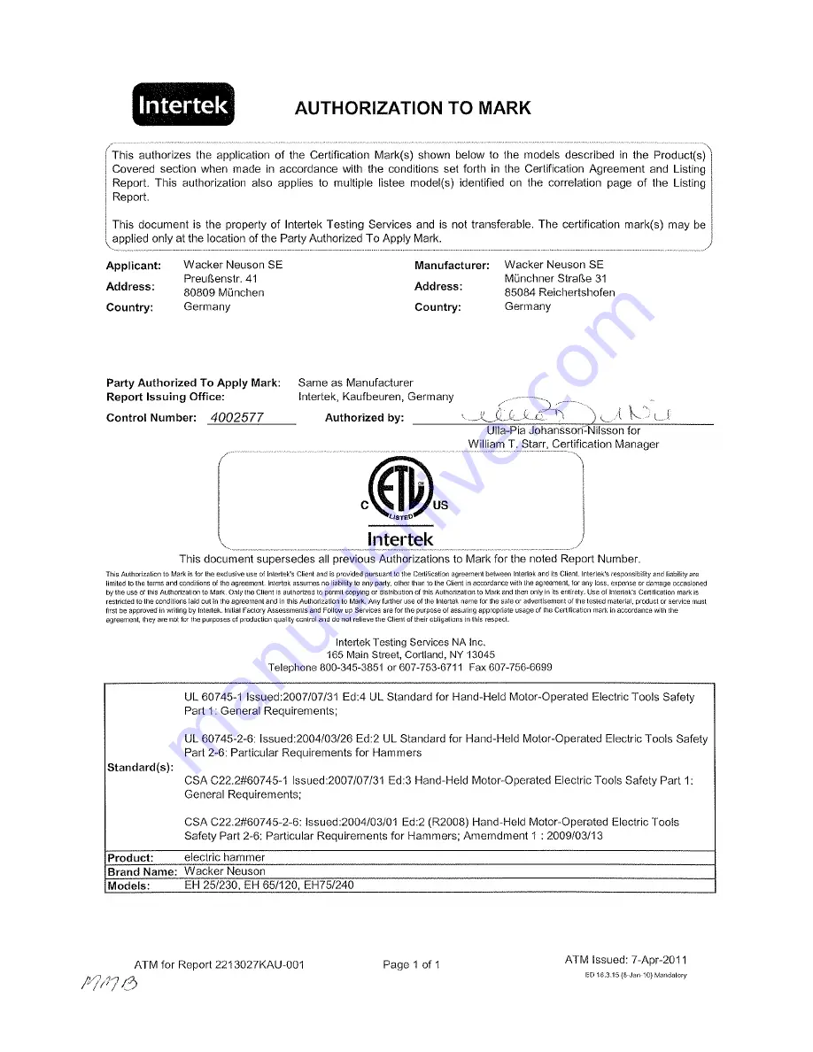 Wacker Neuson EH 25 Operator'S Manual Download Page 51