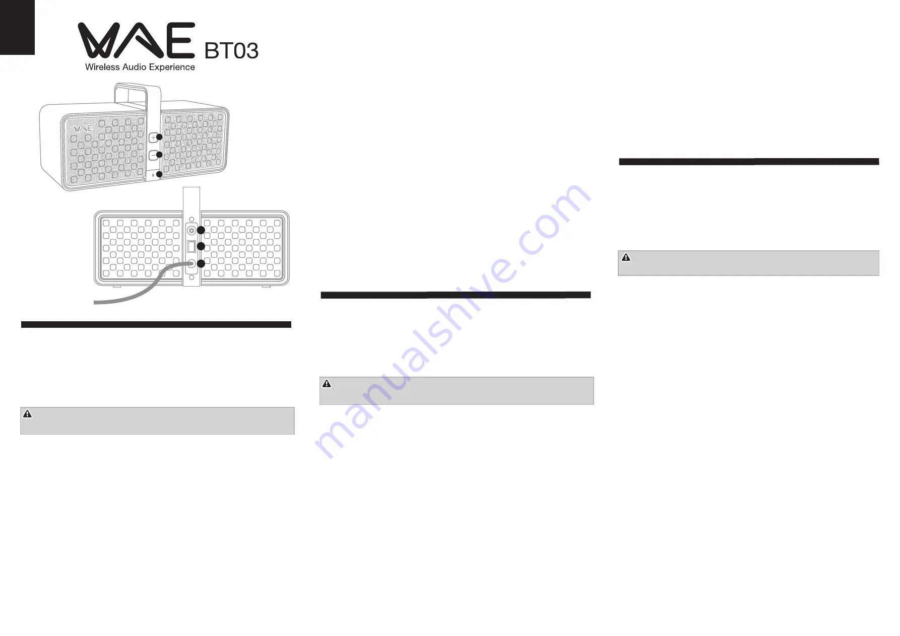 Wae BT03 Скачать руководство пользователя страница 1