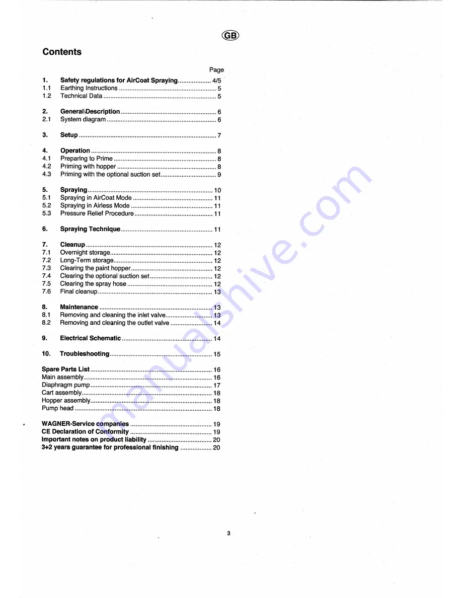 WAGNER Finish 230 Ac Compact Operating Manual Download Page 3