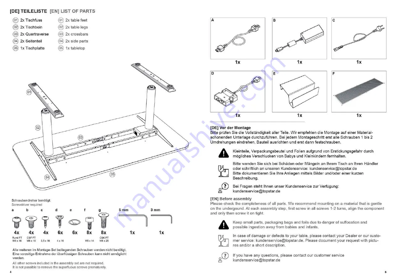 WAGNER W-Life E-TABLE Assembly And Operation Instruction Download Page 3