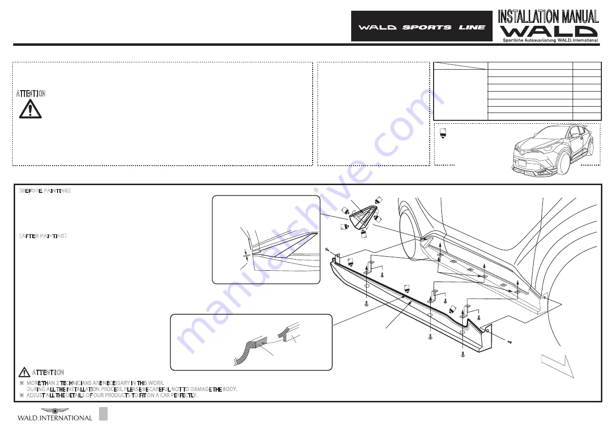 Wald SPORTS LINE C-HR ZYX10 Installation Manual Download Page 2