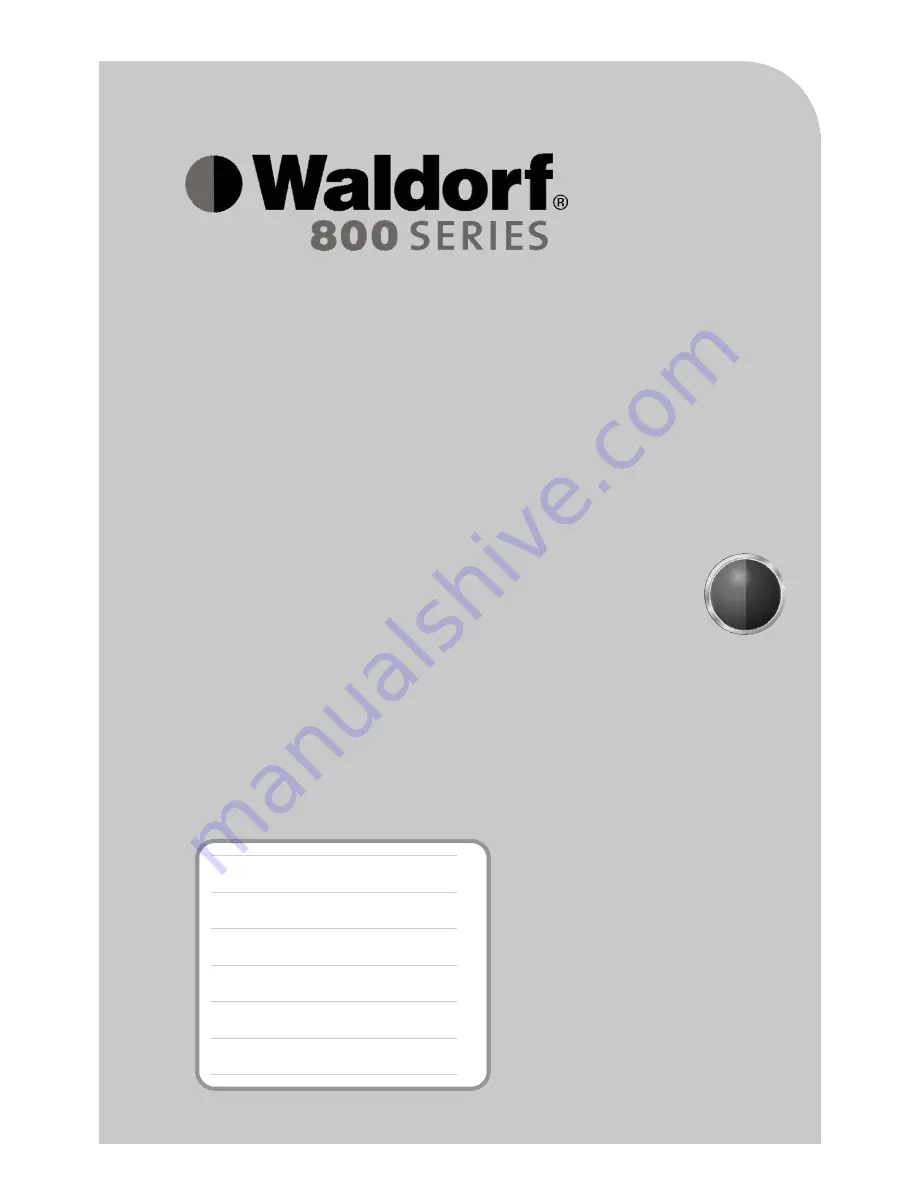 Waldorf RN8110GE Installation And Operation Manual Download Page 1