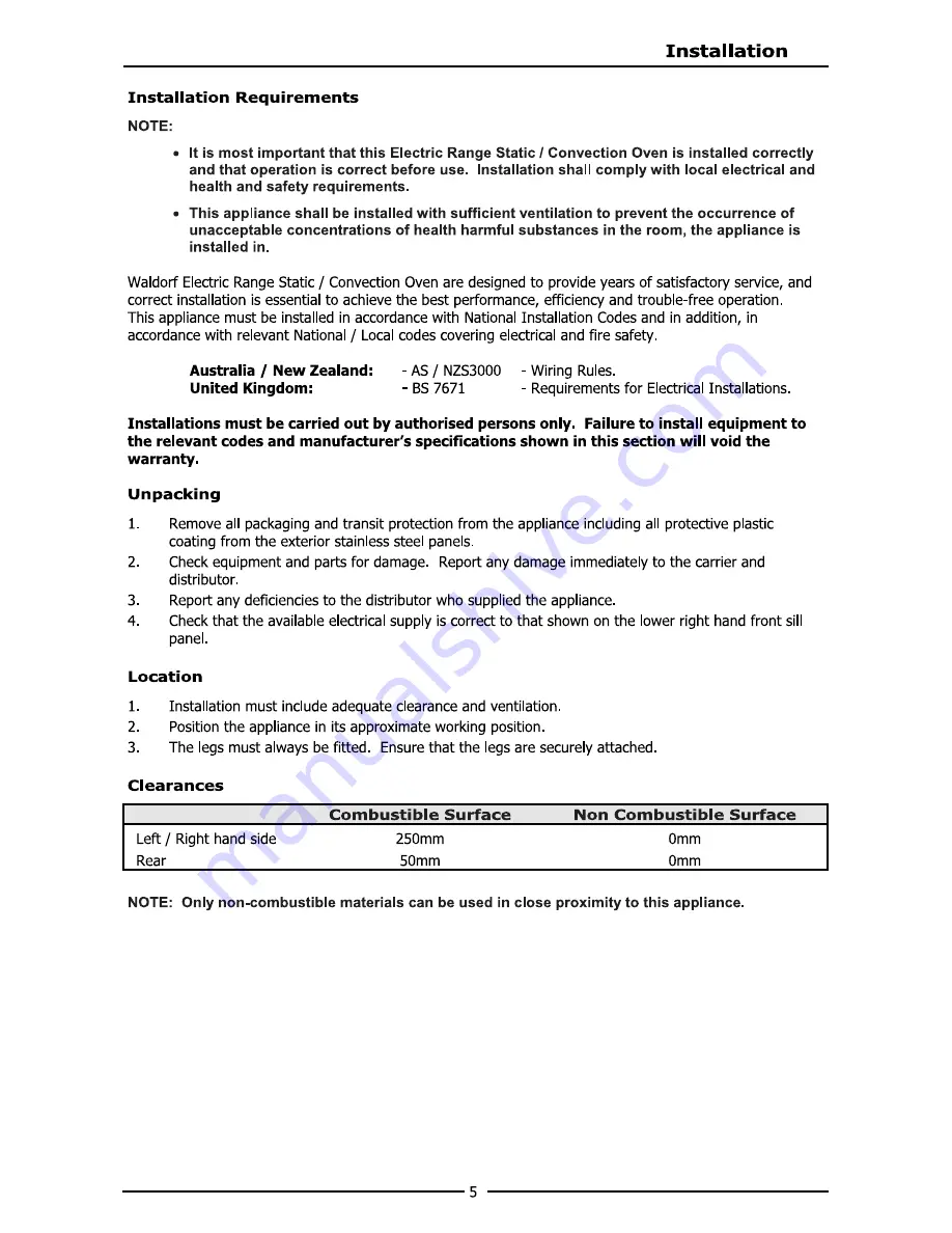 Waldorf RN8610E Series Installation And Operation Manual Download Page 7