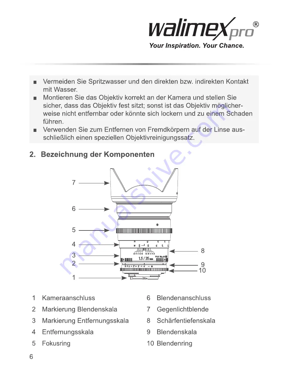 WalimeXPro 35 mm / 1,5 Foto & Video Lens VDSLR Скачать руководство пользователя страница 6