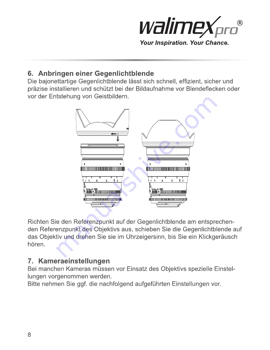 WalimeXPro 35 mm / 1,5 Foto & Video Lens VDSLR Скачать руководство пользователя страница 8