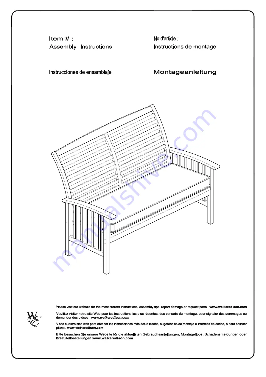 Walker Edison Acacia Wood UBDRD Assembly Instructions Manual Download Page 1