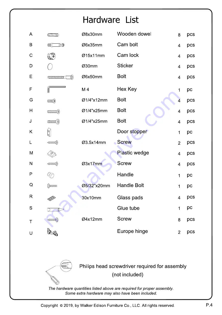 Walker Edison AF18DEW1D Assembly Instructions Manual Download Page 4