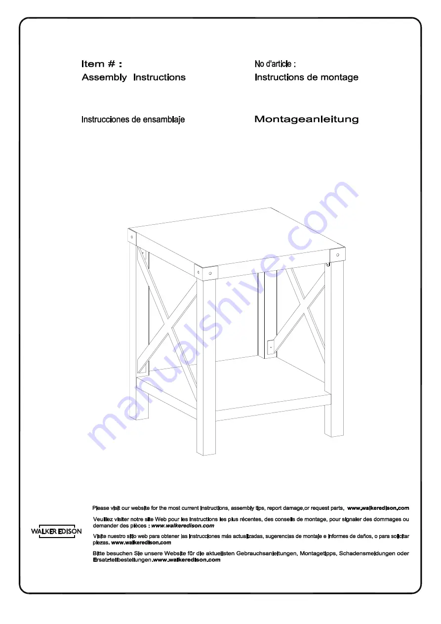 Walker Edison AF18MXST Assembly Instructions Manual Download Page 1