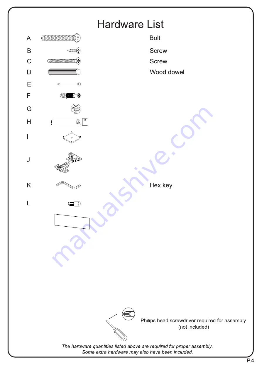 Walker Edison AF30KEN2D Assembly Instructions Manual Download Page 4